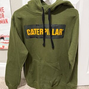 Caterpillar Olive Green Hoodie with Yellow Accents